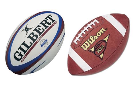 rugby ball vs american football ball|rugby ball compared to football.